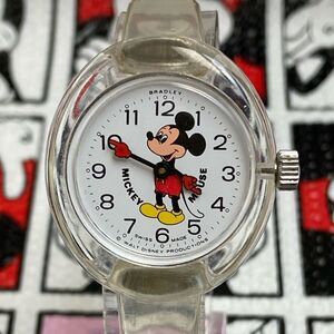Vintage 70s Bradley x Disney Clear Acrylic Mickey Mouse Bubble Watch Manual Wind